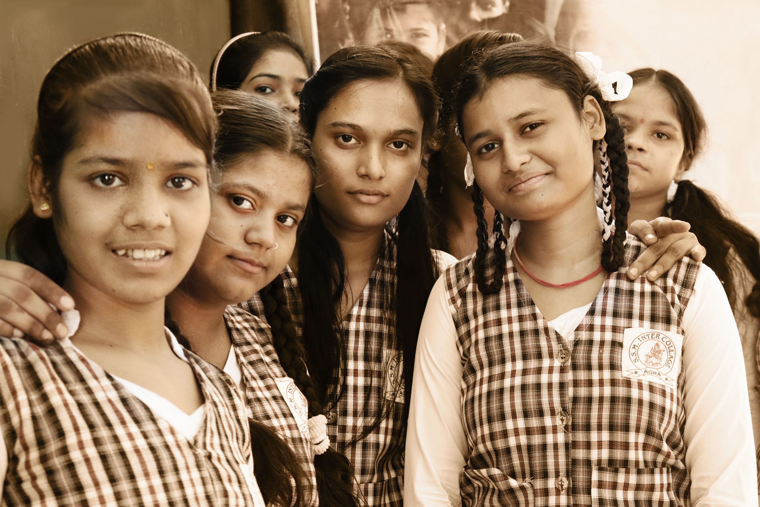 Young students standing together